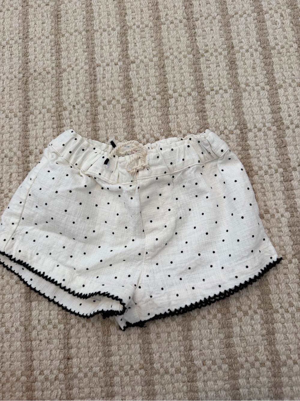 Zara White Polka Dot Girls Shorts with Black Trim
